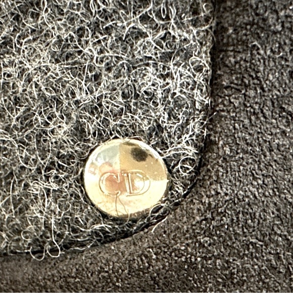 Designer Christian Dior CD Gray Suede &‎ Wool Tall Knee High Wedge Boots - Picture 5 of 16